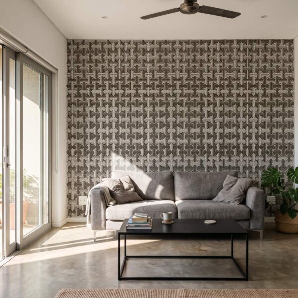 Mazed Out Wallpaper shown in a living room