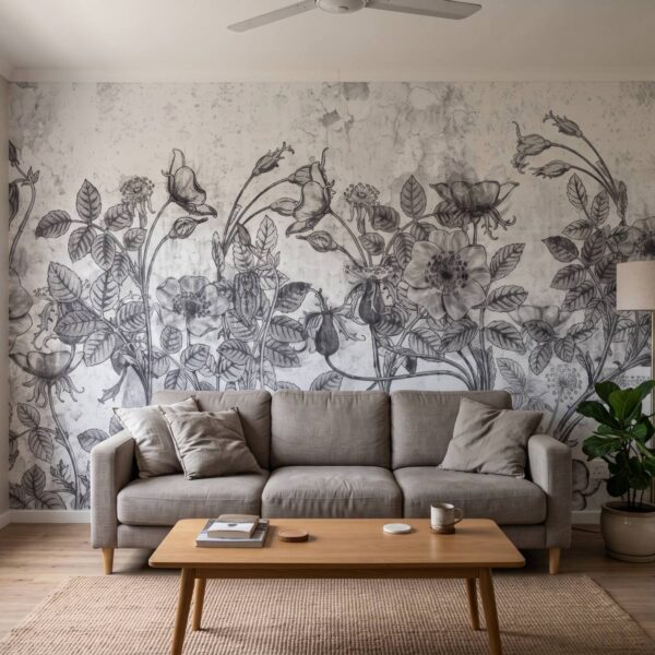 Mural Washed Vieja shown in a living room