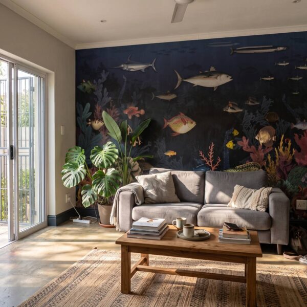 Mural Ossiano View shown in a living room
