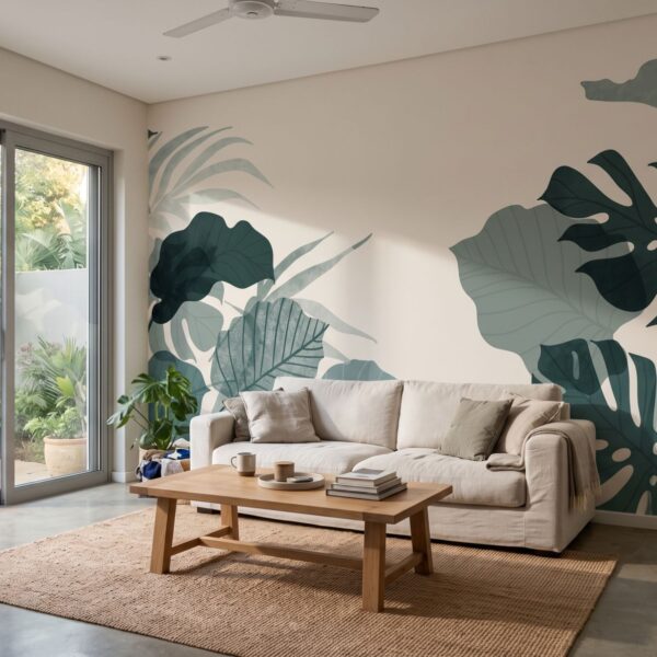 Mural Summer in the Garden shown in a living room