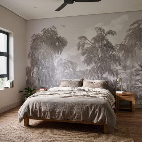 Mural Balboa Forest shown in a bedroom