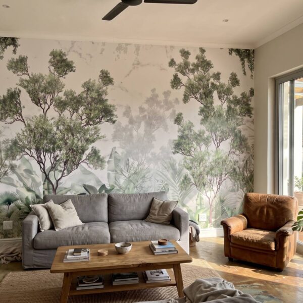 Mural Cabot Forest shown in a living room