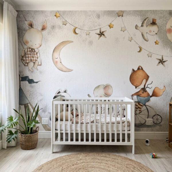 Mural Moonlight Solice shown in a nursery