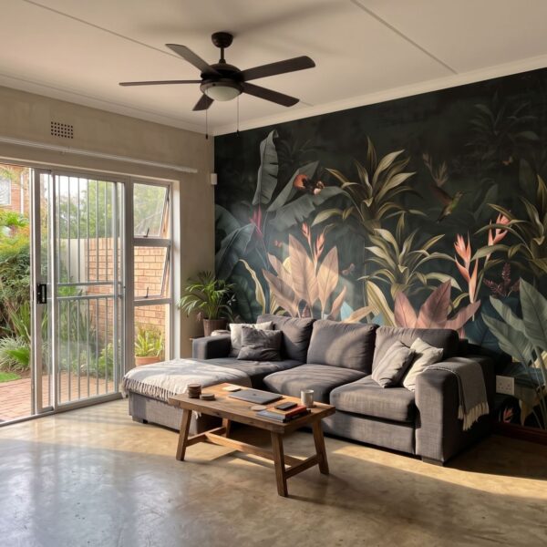 Mural Evergreen Garden shown in a living room