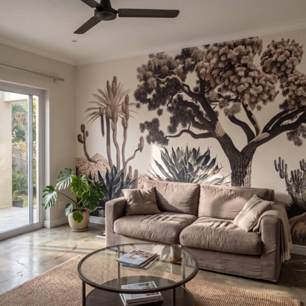 Mural Desert Oasis shown in a living room