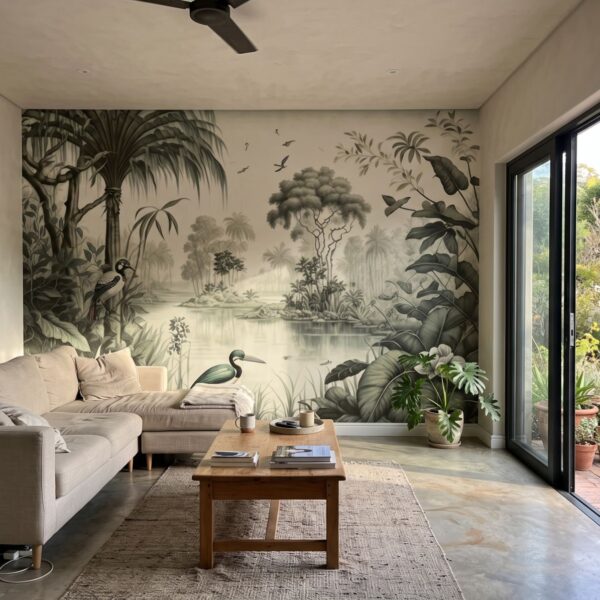 Mural Nature's Vintage Symphony shown in a living room