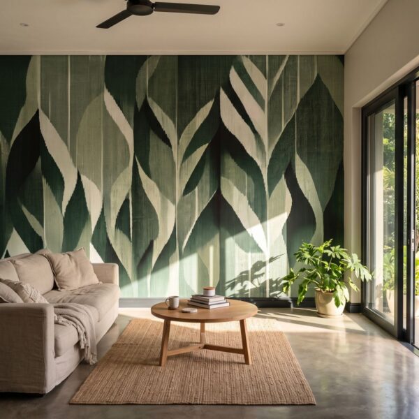 Mural Verdant Jungle shown in a living room