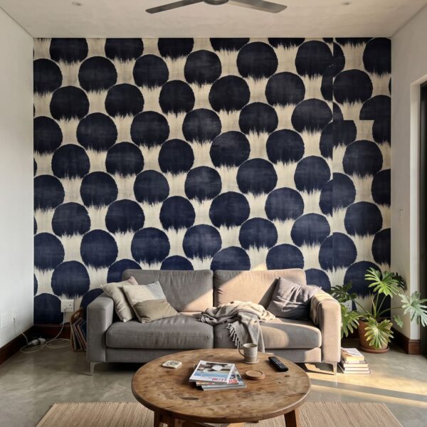 Mural Creamy Lunar Halos shown in a living room