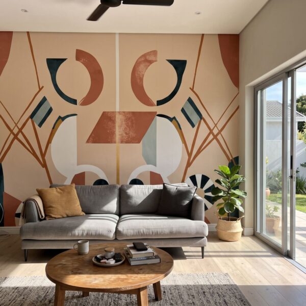 Mural Golden Hour Geometry shown in a living room