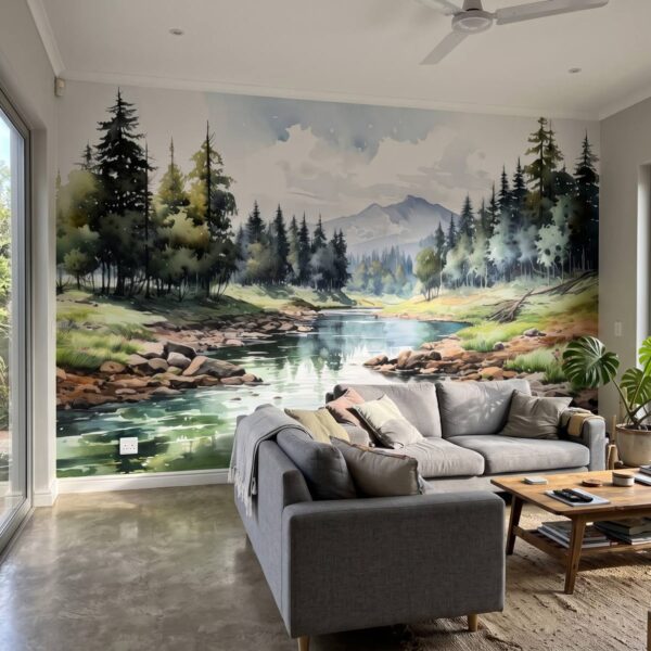 Mural Alpine Artistry shown in a living room