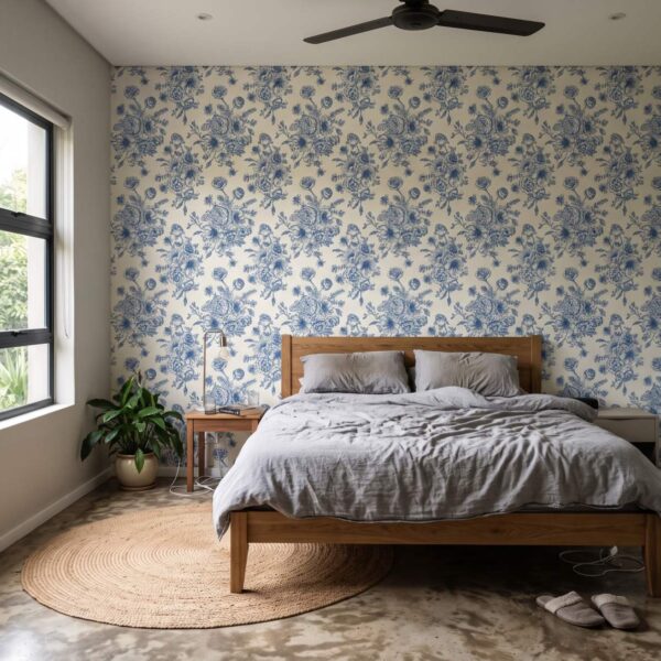 Clara Wallpaper shown in a bedroom