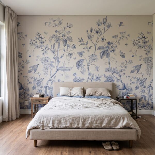 Wallpaper Online Canada, Commercial grade wallpapers and murals, proudly made in Vancouver Canada | Peel & Stick Wallpaper Online | Proudly Made in Canada Babylon Mural - Multiple Colours shown in a bedroom
