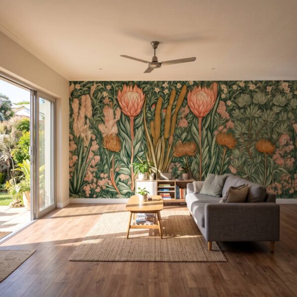 Fynbos Garden Mural shown in a living room