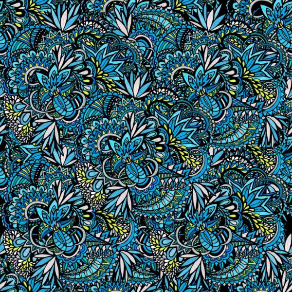 Cerulean Swirls, floral swirl pattern in blue, black and white wallpaper - Wallpaper Online Canada