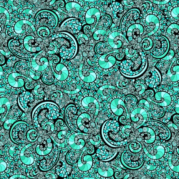 Seafoam Shores, paisley swirl pattern in teal, mint and black wallpaper - Wallpaper Online Canada
