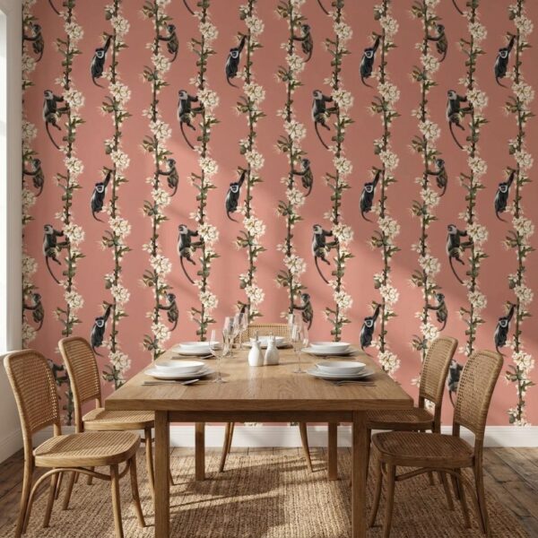 Monkey Blossom Stripe shown in a living room