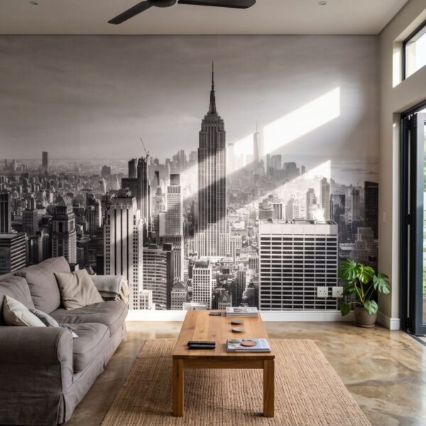 Mural NYC shown in a living room