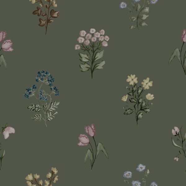 Florals in Forest Green