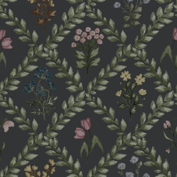 Floral Trellis in Navy