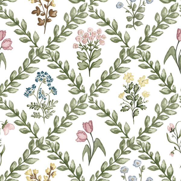 Floral Trellis in White