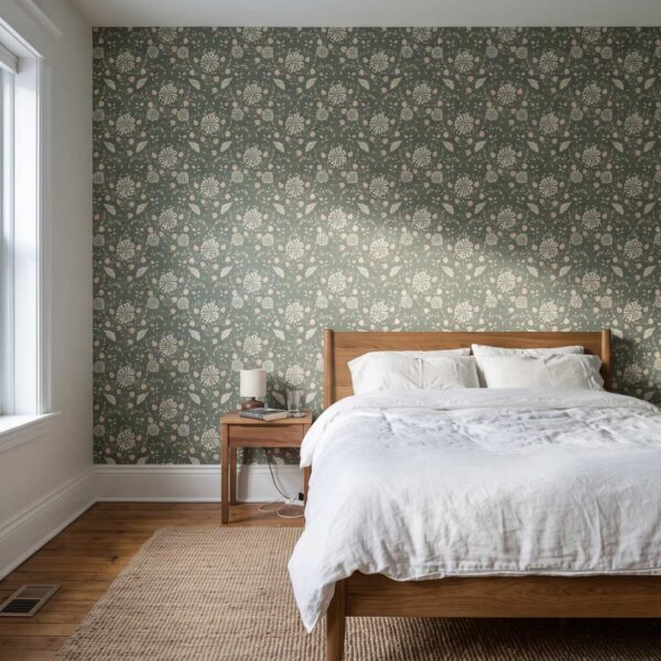 Florence Florals in Olive Green