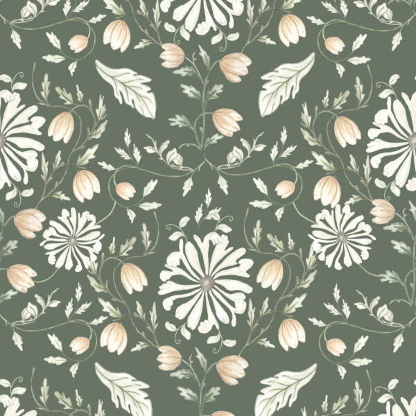 Florence Florals in Olive Green