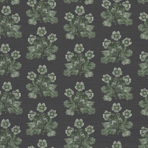 Folk Flowers Block Print in Green Black