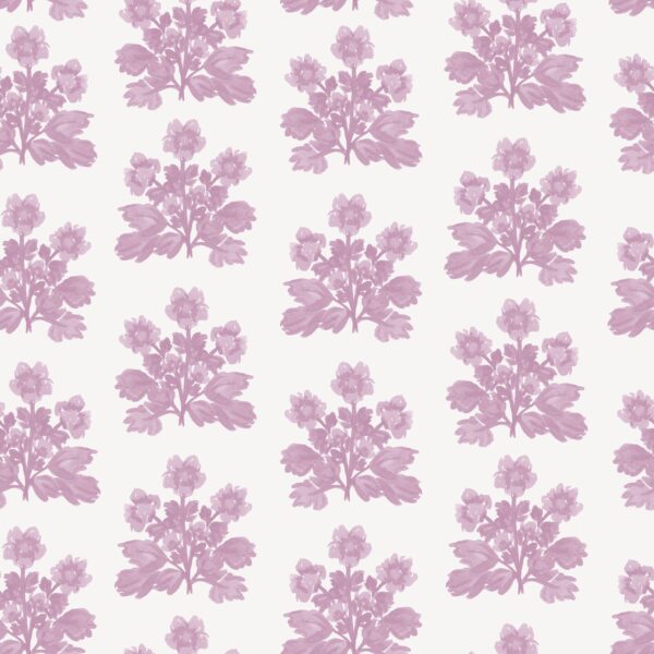 Folk Flowers Block Print in Pink