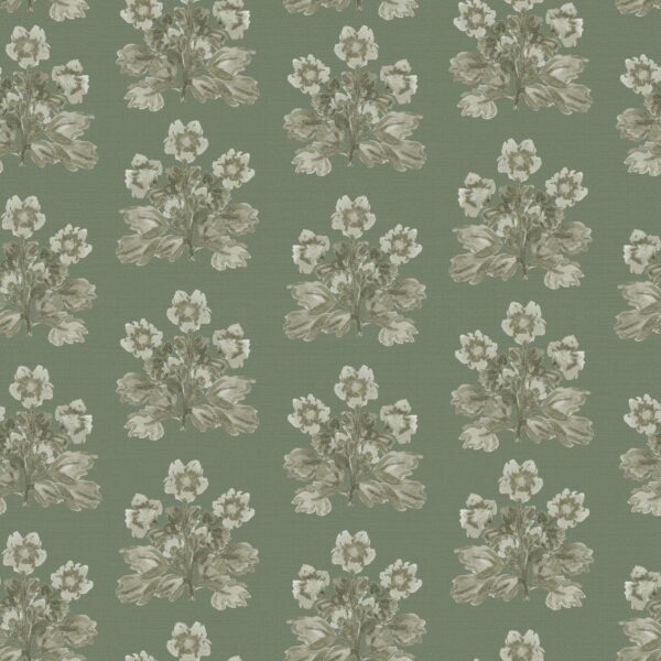 Folk Flowers Block Print in Sage Green