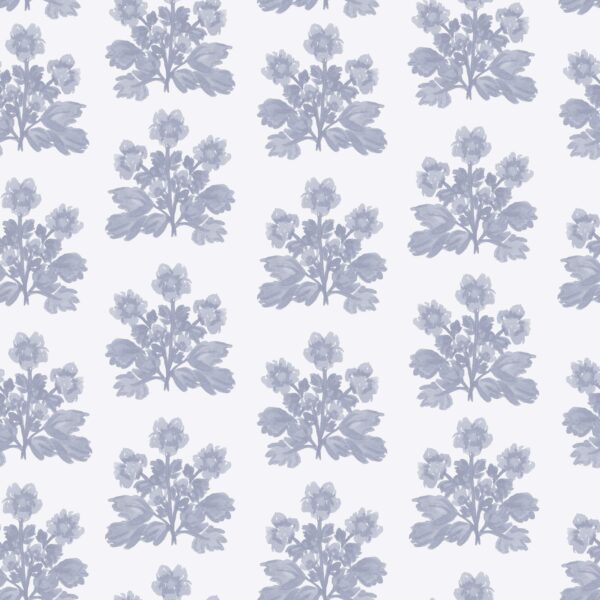 Folk Flowers Block Print in Sky Blue