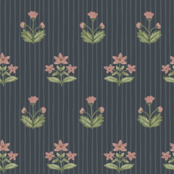 Isla Block Print Floral - Stripes in Navy