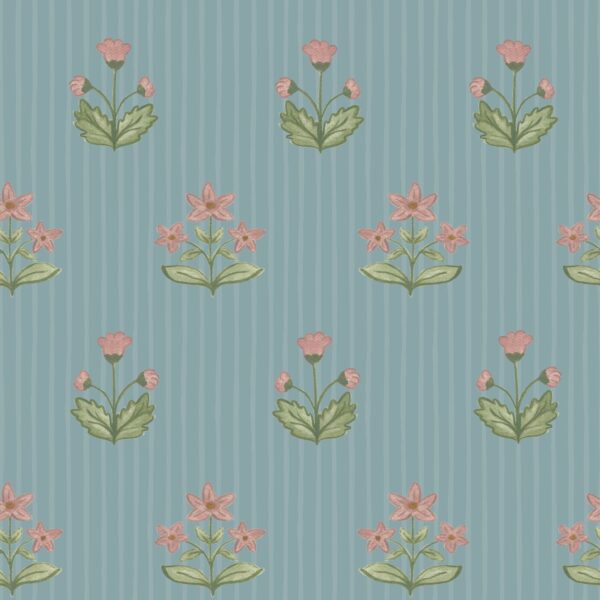 Isla Block Print Florals - Stripes in Teal
