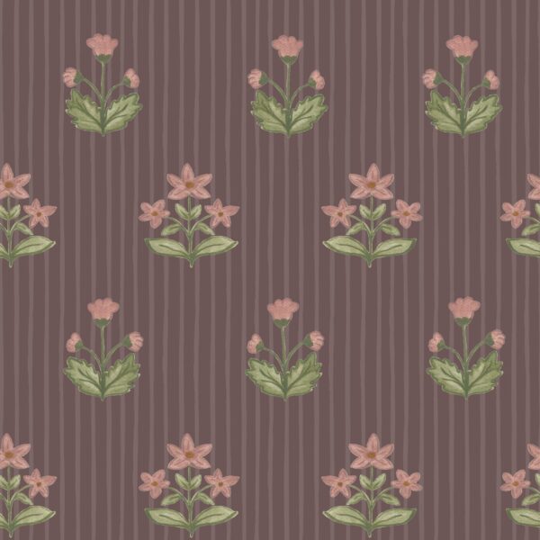 Isla Block Print Florals - Stripes in Wine