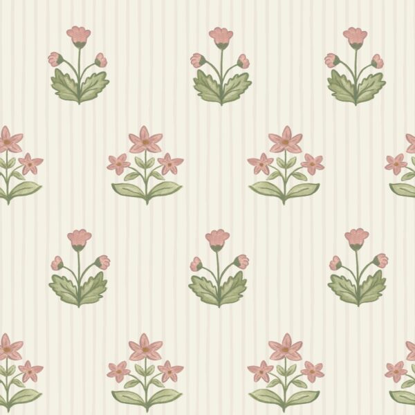 Isla Block Print Floral - Stripes in Ivory