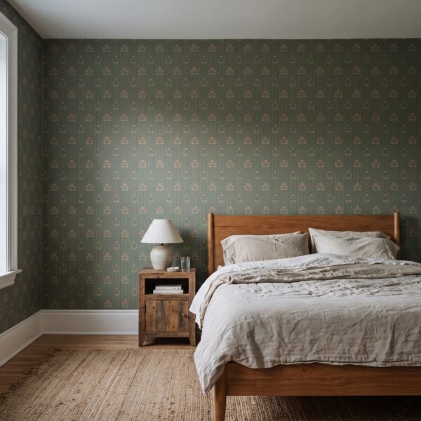 Isla Block Print Floral - Stripes in Olive
