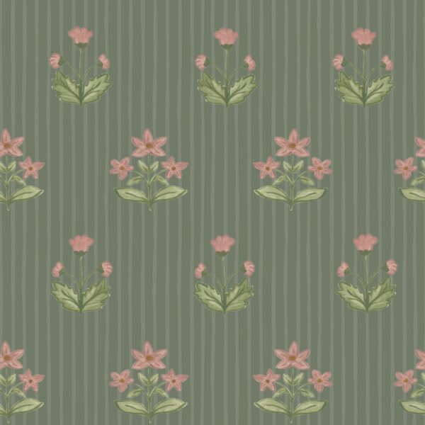 Isla Block Print Floral - Stripes in Olive