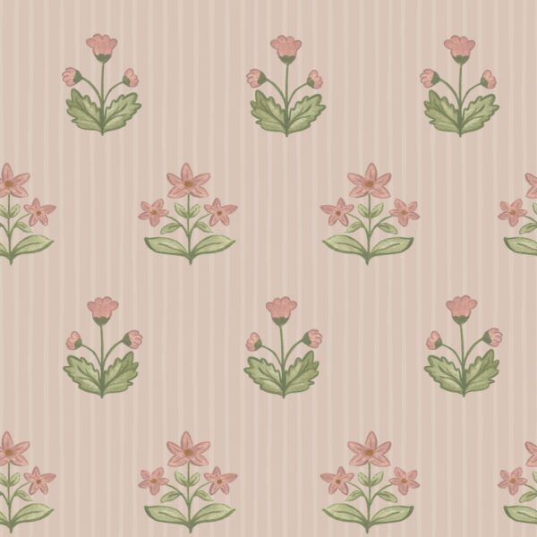 Isla Block Print Floral - Stripes in Taupe