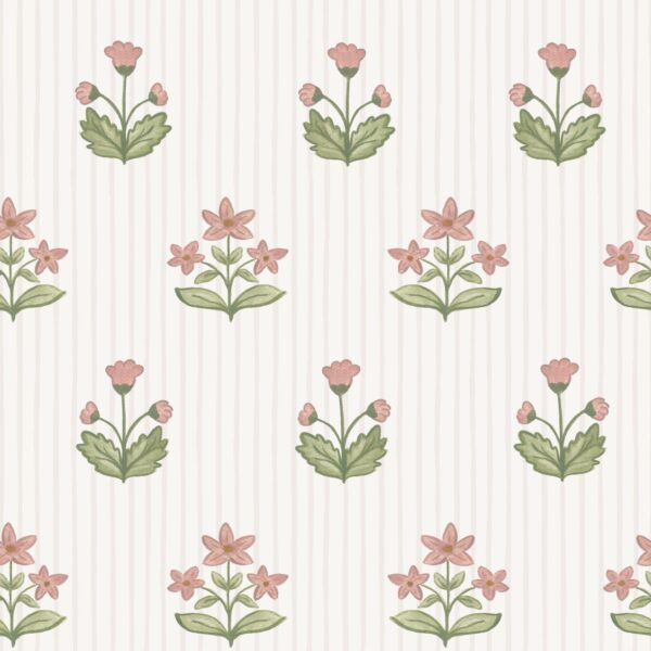 Isla Block Print Floral - Stripes in White