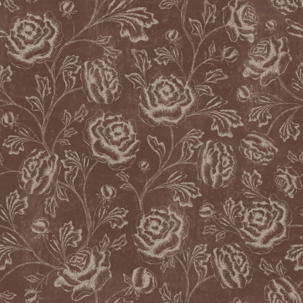 Magdalene Roses Toile in Burgundy Brown