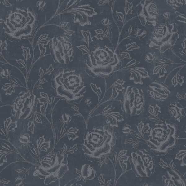 Magdalene Roses Toile in Deep Navy