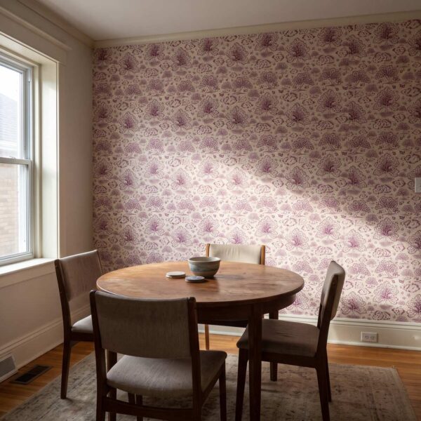 Orchard Folklore Toile in Burgundy Red