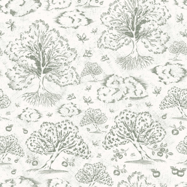 Orchard Folklore Toile in Olive Green