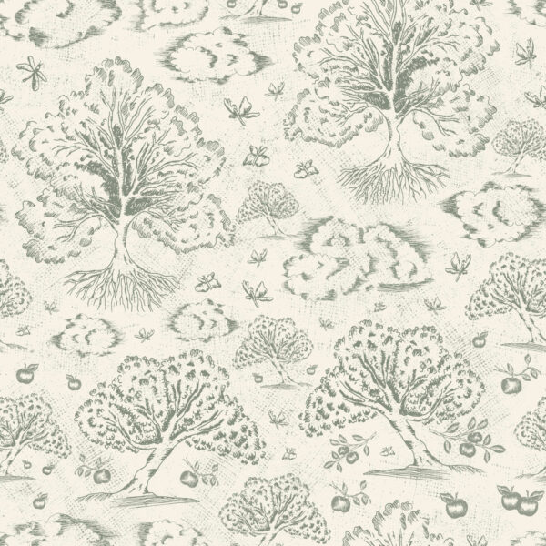 Orchard Folklore Toile in Olive Green