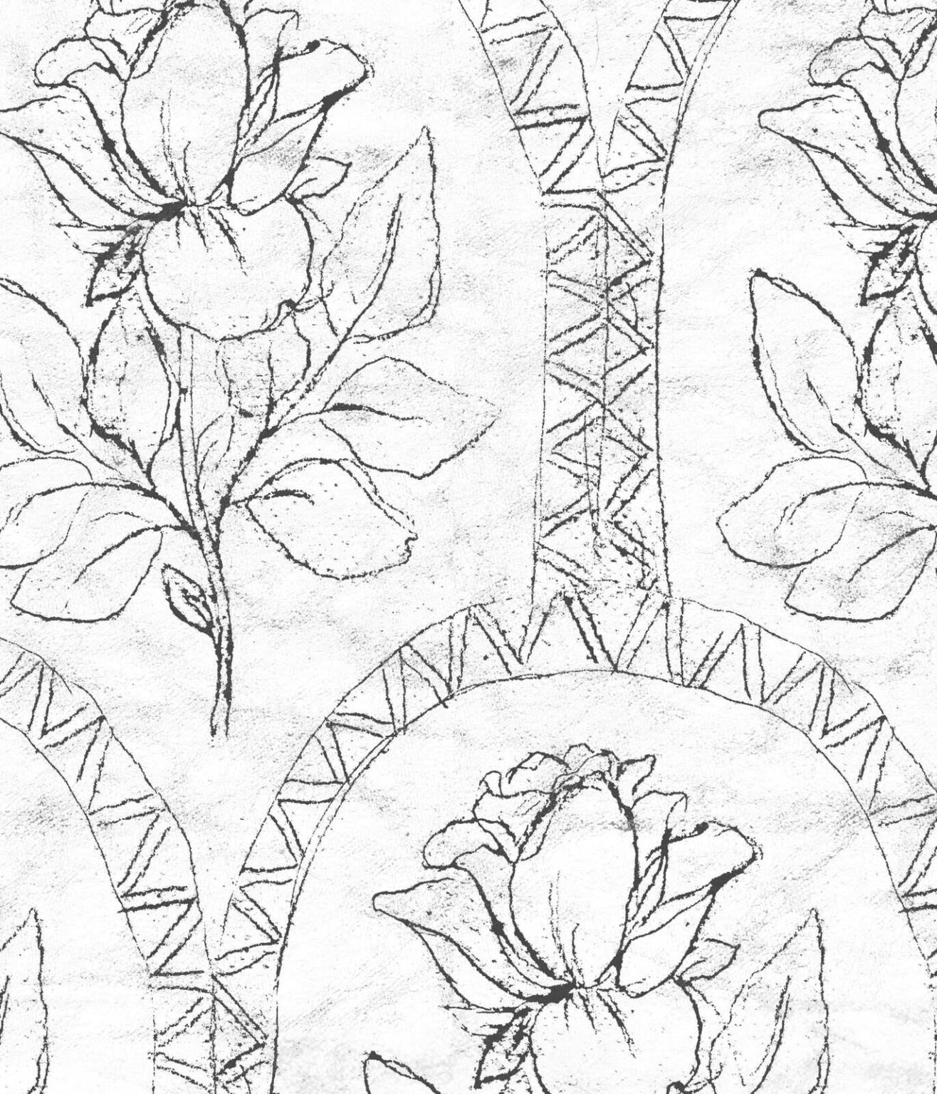 Rose Lineage - Line Art in Black White » Wallpaper Online Canada