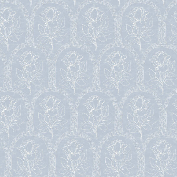 Rose Lineage - Line Art in Coastal Blue