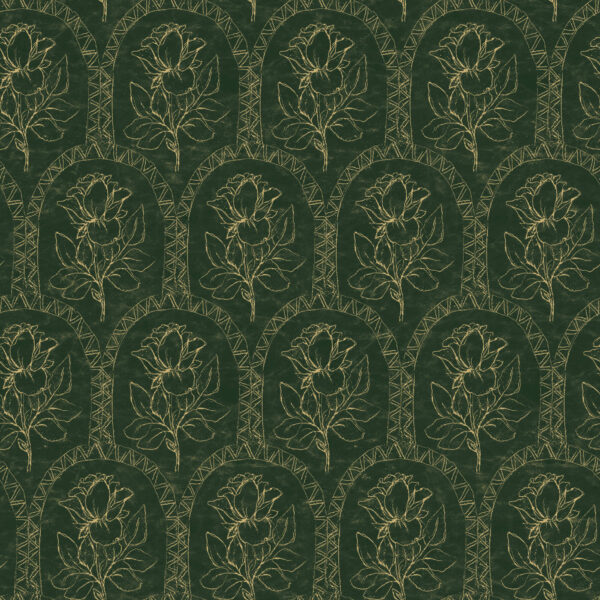 Rose Lineage - Line Art in Gold Green