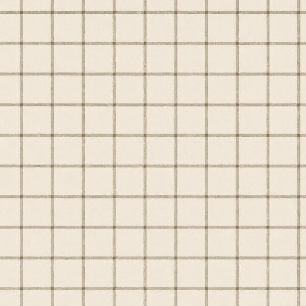 Sunday Checkers in Oat, windowpane grid in cream and taupe wallpaper - Wallpaper Online Canada