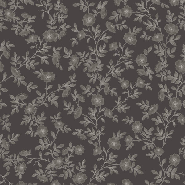 Vintage Rose Vines in Chocolate Brown