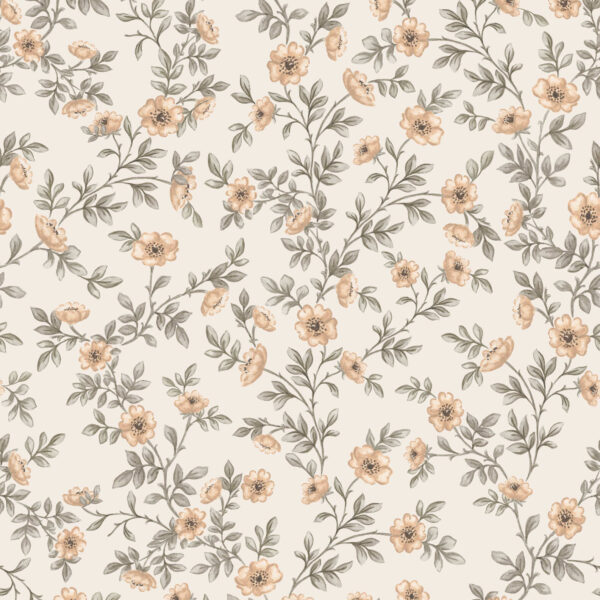 Vintage Rose Vines in Cream
