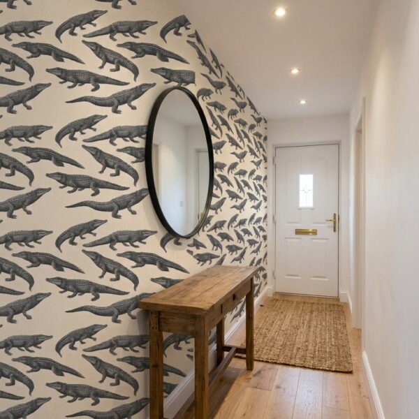 Smile Crocodile Charcoal shown in a living room